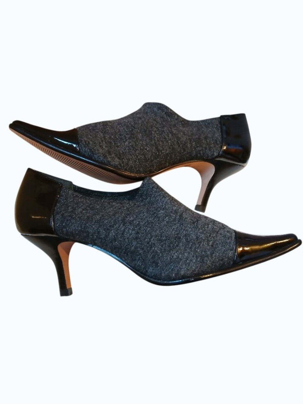DONALD J. PLINER Gray & Black Kitten Heel Pumps - EUC